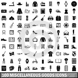 100 miscellaneous goods icons set, simple style