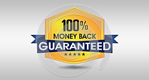 100% Money Back Guarantee Seal on White background