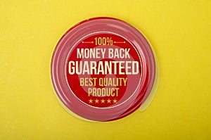 100% money back guaranteed badge with red border