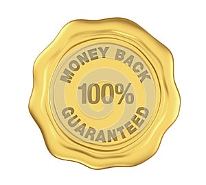 100% Money Back Guaranteed Wax Seal Isolated