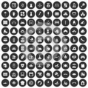 100 motherhood icons set black circle