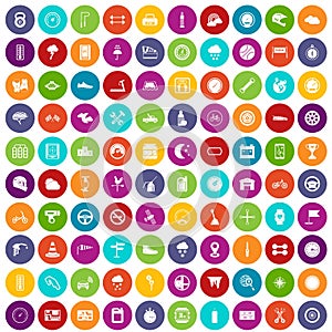 100 motorsport icons set color
