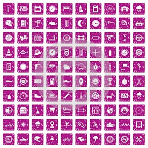 100 motorsport icons set grunge pink