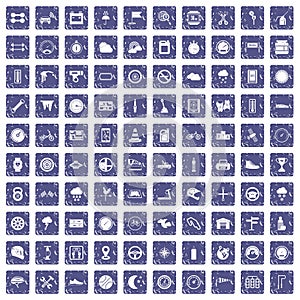 100 motorsport icons set grunge sapphire