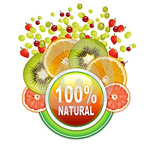 100 % Natural Fruits sticker lable