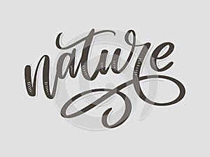 100 natural green lettering sticker with brushpen calligraphy. Eco friendly concept for stickers, banners, cards, advertisement.