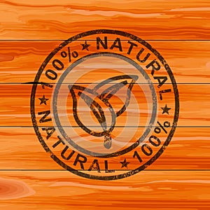 100% natural stamp means completely certified organic - 3d illustration