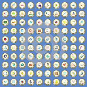 100 network icons set cartoon vector