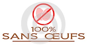 100% no eggs, nutrition, label, french, colors, isolated.
