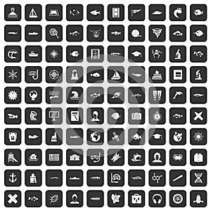 100 oceanologist icons set black