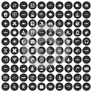 100 oceanologist icons set black circle
