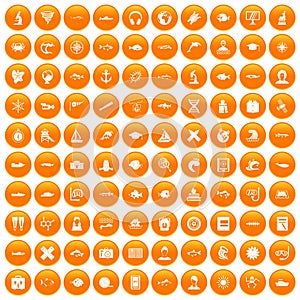 100 oceanologist icons set orange