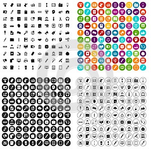 100 office work icons set vector variant