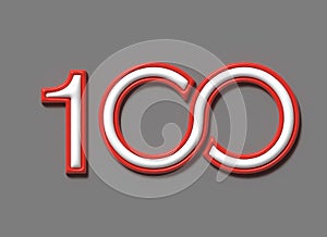 100 One Humdred Number 3D illustration Design