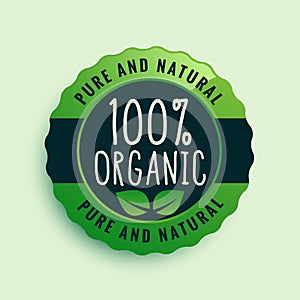 100% organic food certified label design