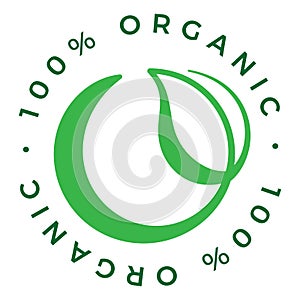 100% organic product vector icon logo