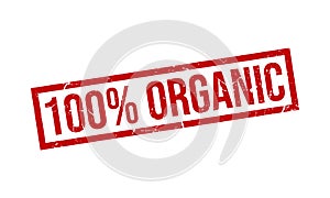 100% Organic Rubber Stamp. 100% Organic Grunge Stamp Seal Vector Illustration