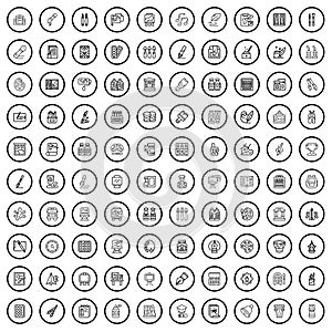 100 paint icons set, outline style