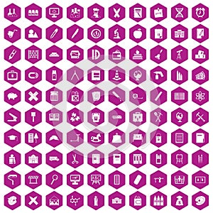 100 pensil icons hexagon violet