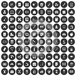 100 pensil icons set black circle