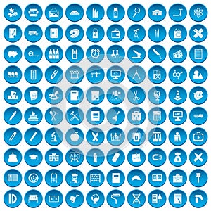 100 pensil icons set blue