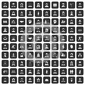 100 people icons set black