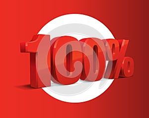 100 percent off, sale background, object 3D. Eps10 Vector.