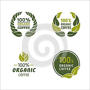 100 percent organic coffee logo and sign