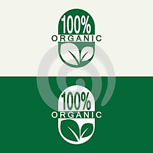 100 percent organic vector logo design. Can use for label, badge, print, flyer, banner, web, element infographic-vector