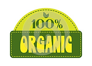 100 percent organic vector sign. Vegetarian organic food label badge with leaf.