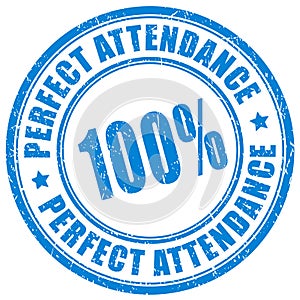 100 percent perfect attendance stamp