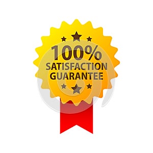 100 percent satisfaction guarantee label. Guarantee badge