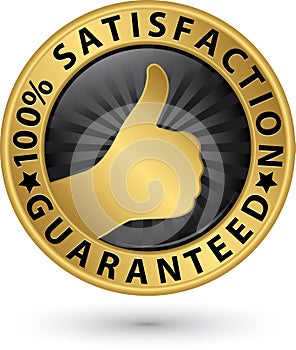 100 percent satisfaction guaranteed golden sign with ribbon, vector illustration