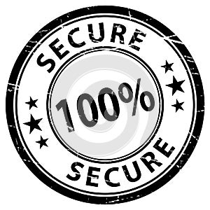 100 percent secure, rubber stamp, vector illustration