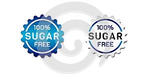 100 Percent Sugar Free Label Sticker. For food or beverage products label. With blue and white color