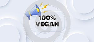 100 percent vegan. Organic bio food sign. Neumorphic background. Vector