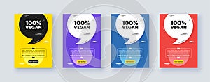 100 percent vegan. Organic bio food sign. Poster frame with quote. Vector