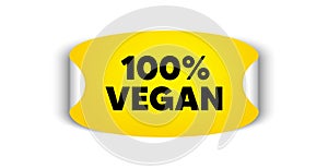 100 percent vegan. Organic bio food sign. Vector