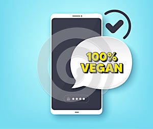 100 percent vegan. Organic bio food sign. Vector