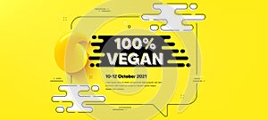 100 percent vegan. Organic bio food sign. Vector