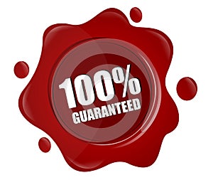 100 percentage guaranteed red wax seal icon
