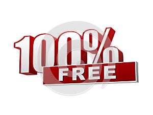 100 percentages free red white banner - letters and block