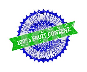 100 percents FRUIT CONTENT Bicolor Rosette Corroded Stamp