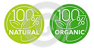 100 percents natural organic products flat badge