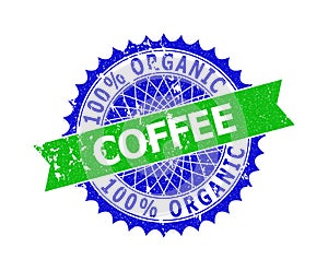 100 percents ORGANIC COFFEE Bicolor Rosette Scratched Seal