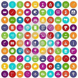 100 phobias icons set color