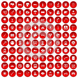 100 phobias icons set red