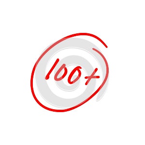 100 plus illustration, best exam score, one hundred and plus symbol