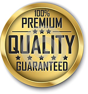 100% premium quality guaranteed gold label, vector illustration