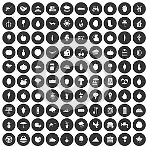 100 productiveness icons set black circle
